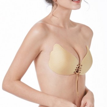 Sofia - Gold Brushed Satin Luxury Drawstring Stick On Bra 2