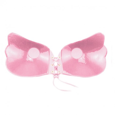 Nicki - Pink Drawstring Stick On Bra