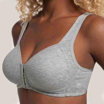 Aria Front Fastening Wireless Bra - Grey