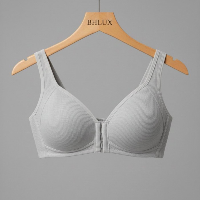 Aria Front Fastening Wireless Bra - Grey