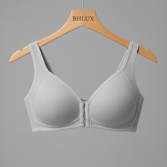 Aria Front Fastening Wireless Bra - Grey