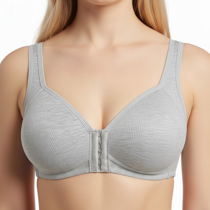 Aria Front Fastening Wireless Bra - Grey