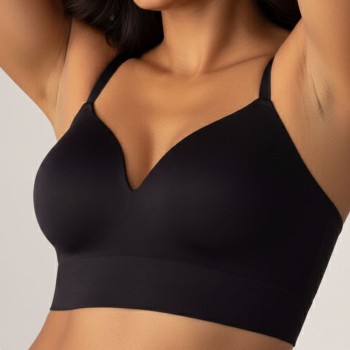 Elara Supportive Wireless Bra - Black