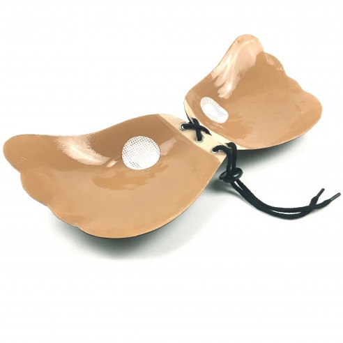 Eva - Luxury Black Push Up Drawstring Stick On Bra