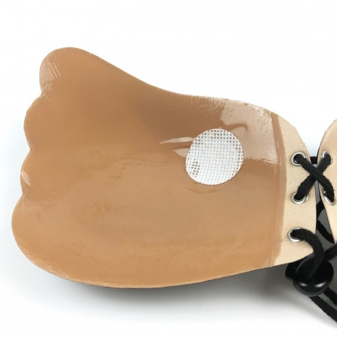 Eva - Luxury Black Push Up Drawstring Stick On Bra