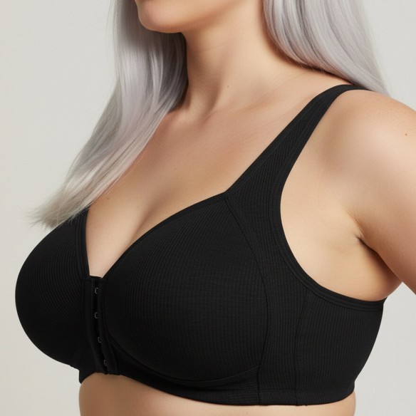 Aria Front Fastening Wireless Bra - Black