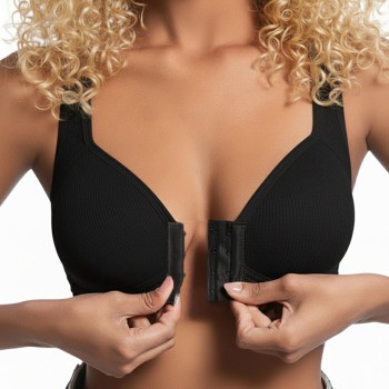 Aria Front Fastening Wireless Bra - Black 2