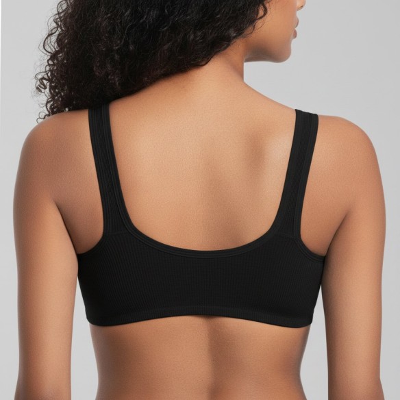 Aria Front Fastening Wireless Bra - Black