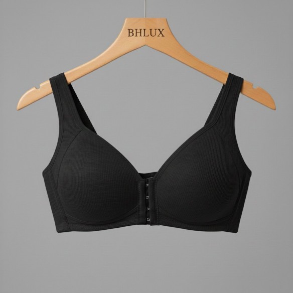 Aria Front Fastening Wireless Bra - Black