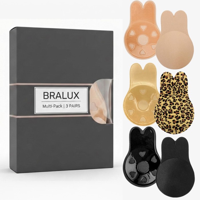 Bralux Adhesive Breast Lift Multipack - 3 Pack (Beige, Leopard & Black)