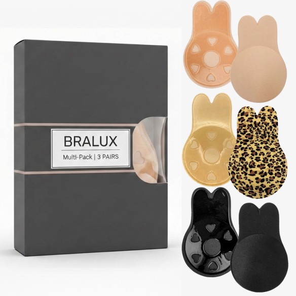 Bralux Adhesive Breast Lift Multipack - 3 Pack (Beige, Leopard & Black)