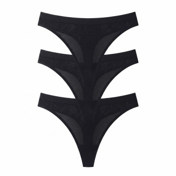 Breathable No VPL Seamless Thong (3 Pack) - Black 2